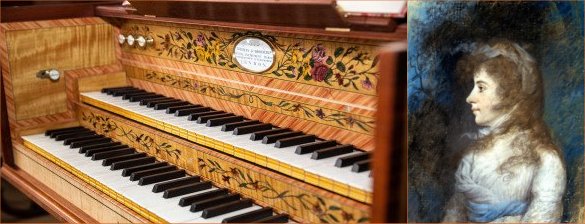 Photo of harpsichord & painting of Nelly